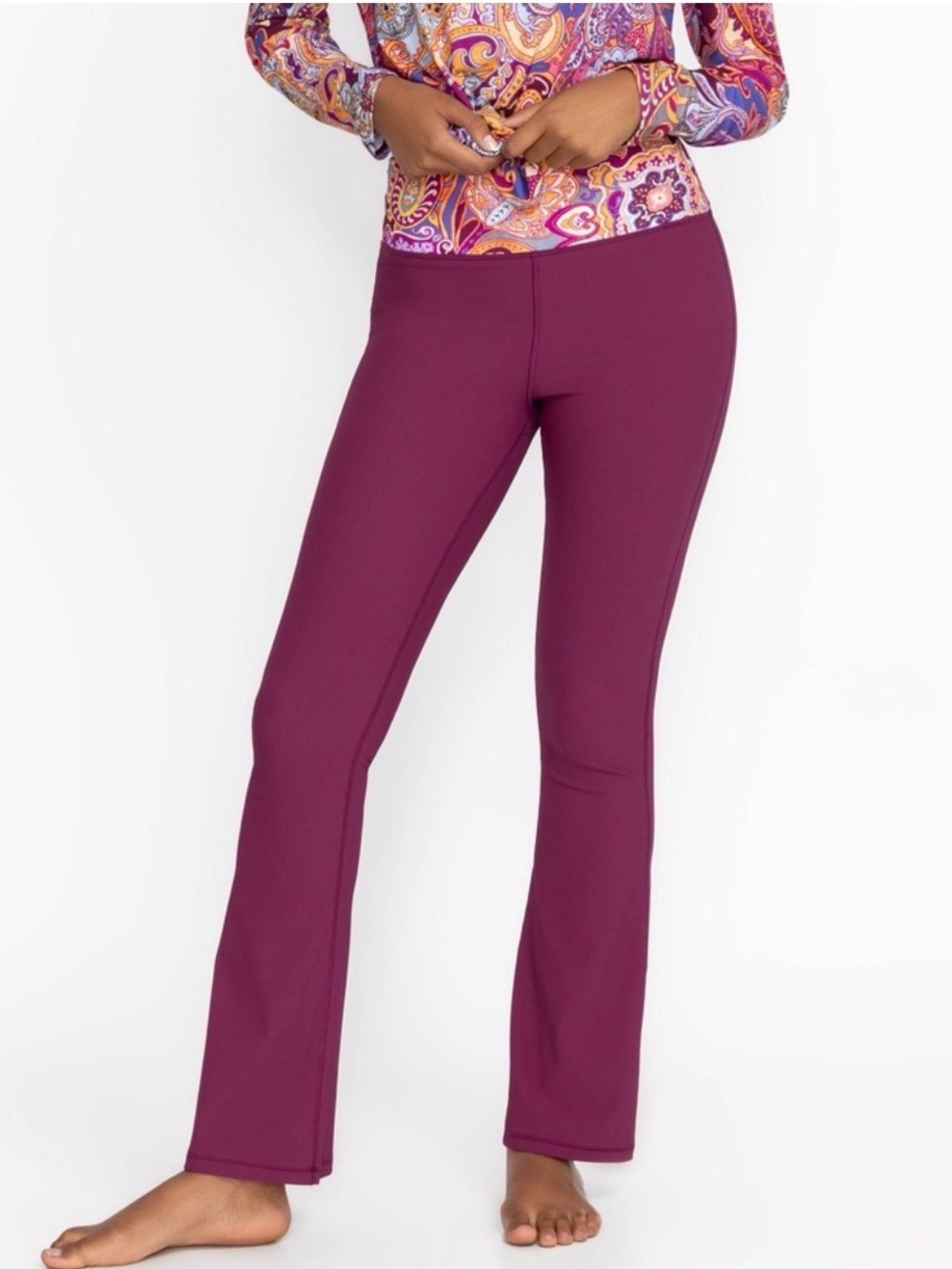 Johnny Was Bee Active Ribbed Baby Bell Leggings XL NWT Flare Yoga Pants